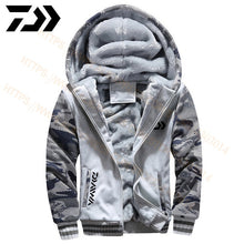 Load image into Gallery viewer, 2020 Daiwa Fishing Clothes Hoodies Outdoor Sweatshirt With Cap Loose Fleece Warm Jacket Men Fishing Clothing With Hood